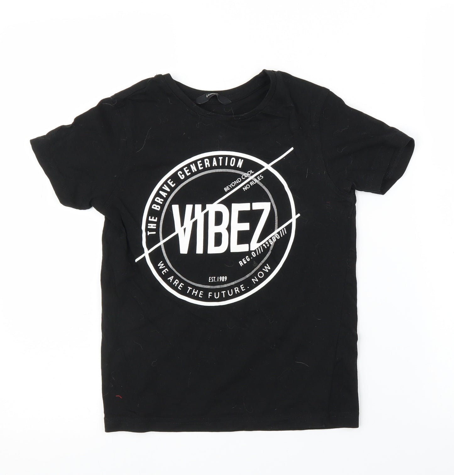 George Boys Black   Basic T-Shirt Size 7-8 Years