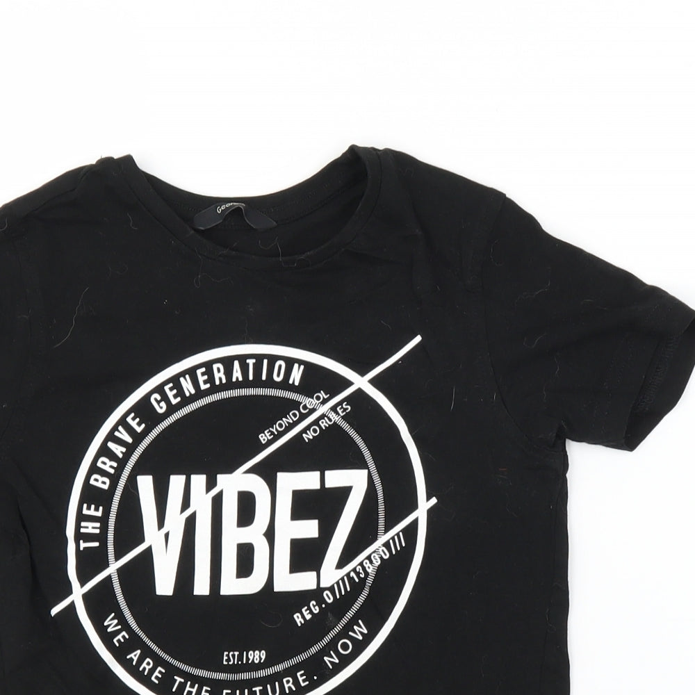 George Boys Black   Basic T-Shirt Size 7-8 Years