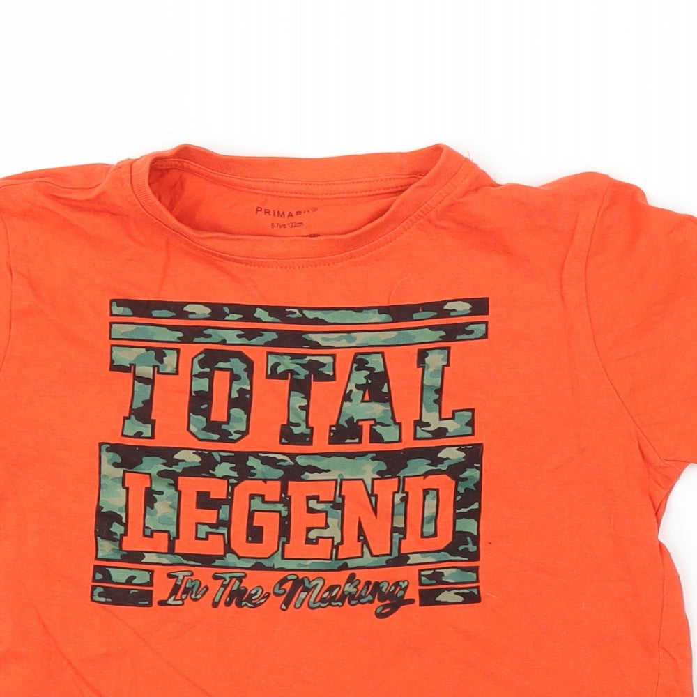 Primark Boys Orange   Basic T-Shirt Size 6-7 Years