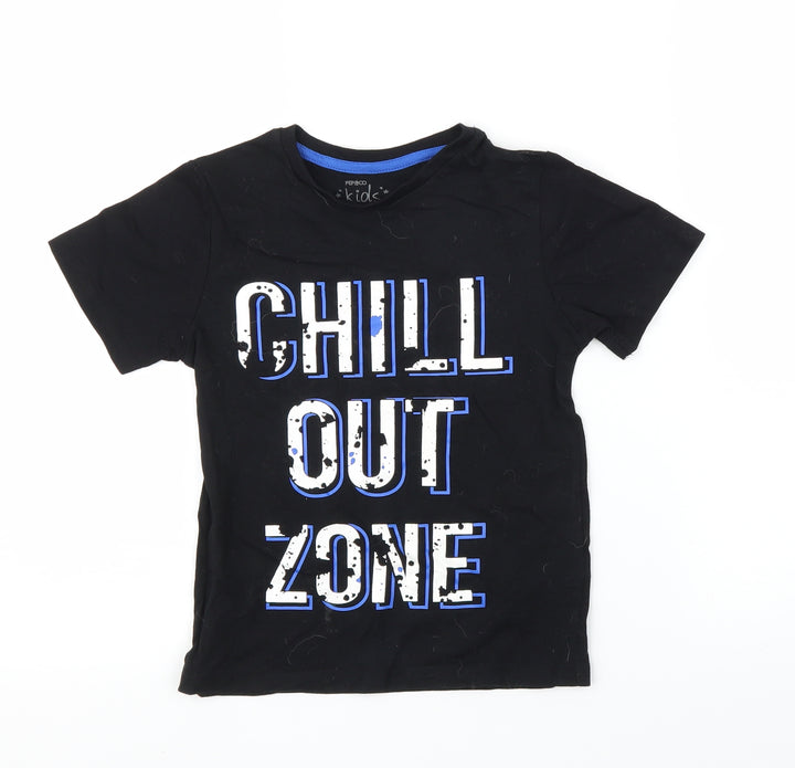 Pep&Co Boys Black   Basic T-Shirt Size 6 Years