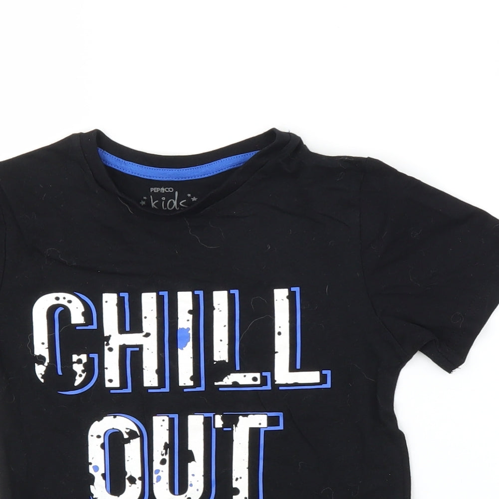 Pep&Co Boys Black   Basic T-Shirt Size 6 Years