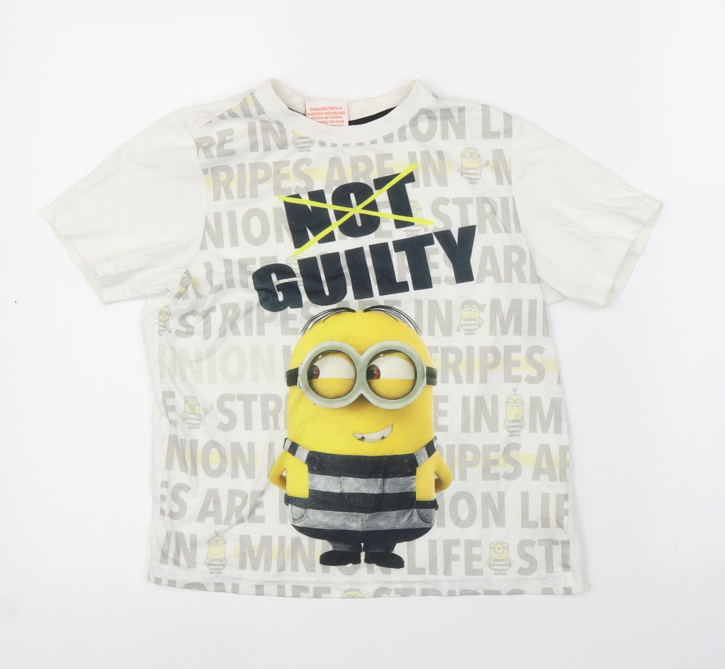 Lily & Dan Boys White   Jersey T-Shirt Size 9-10 Years  - Despicable Me