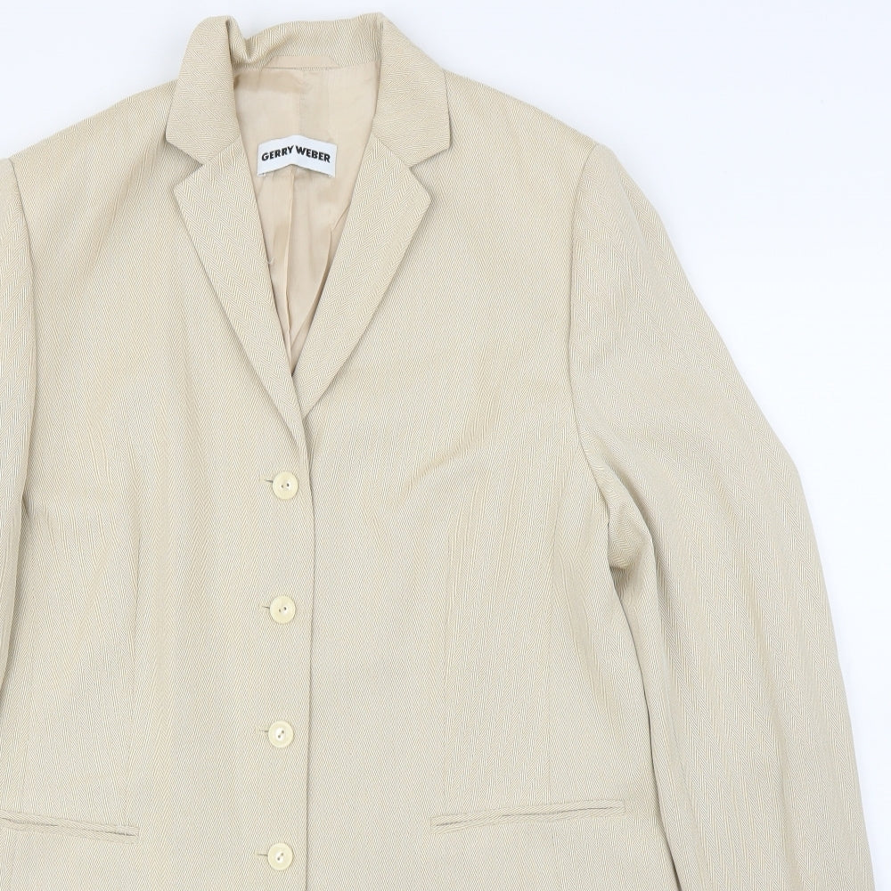 Gerry Weber Womens Beige Herringbone  Jacket Suit Jacket Size 16