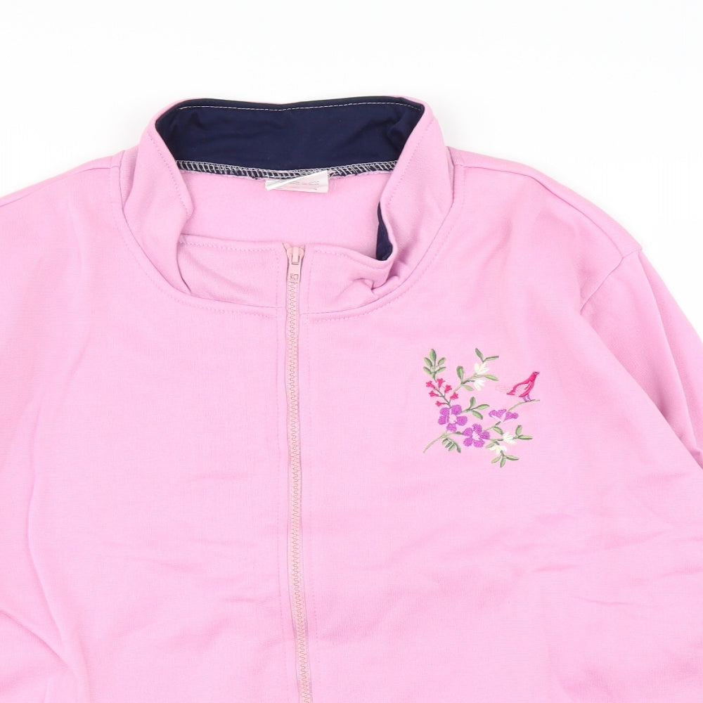 Anna De Lancay Womens Purple Floral  Full Zip Jumper Size L