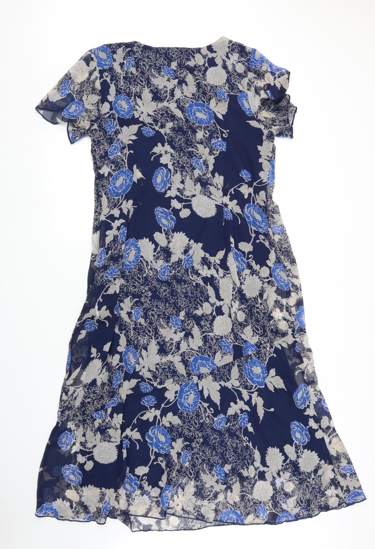Damart Womens Blue Floral  A-Line  Size 16