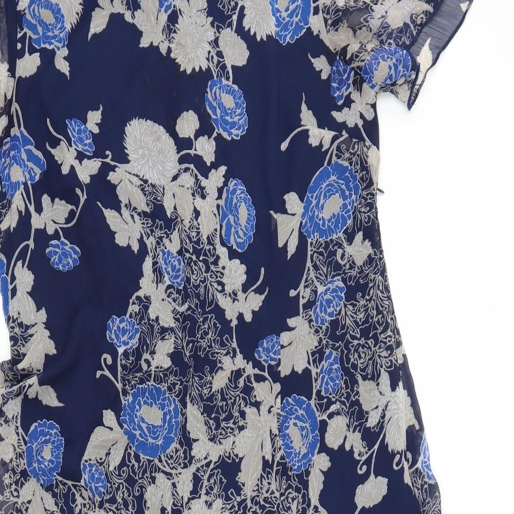 Damart Womens Blue Floral  A-Line  Size 16