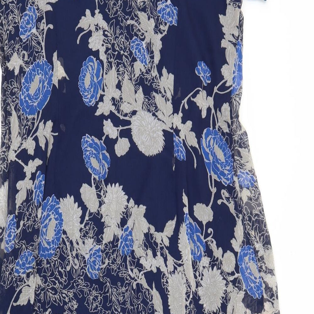 Damart Womens Blue Floral  A-Line  Size 16