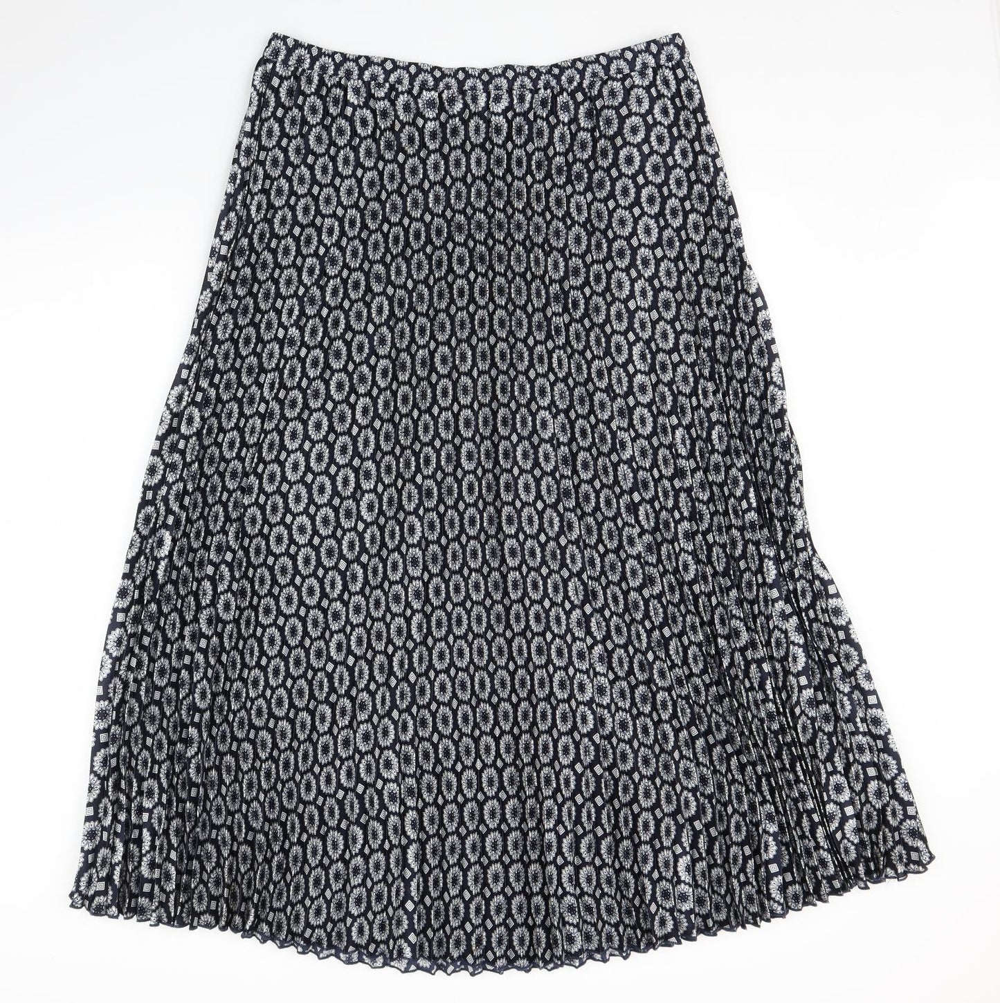 Kaleidoscope Womens Blue Floral  Pleated Skirt Size L