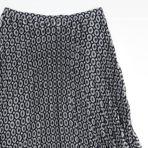 Kaleidoscope Womens Blue Floral  Pleated Skirt Size L