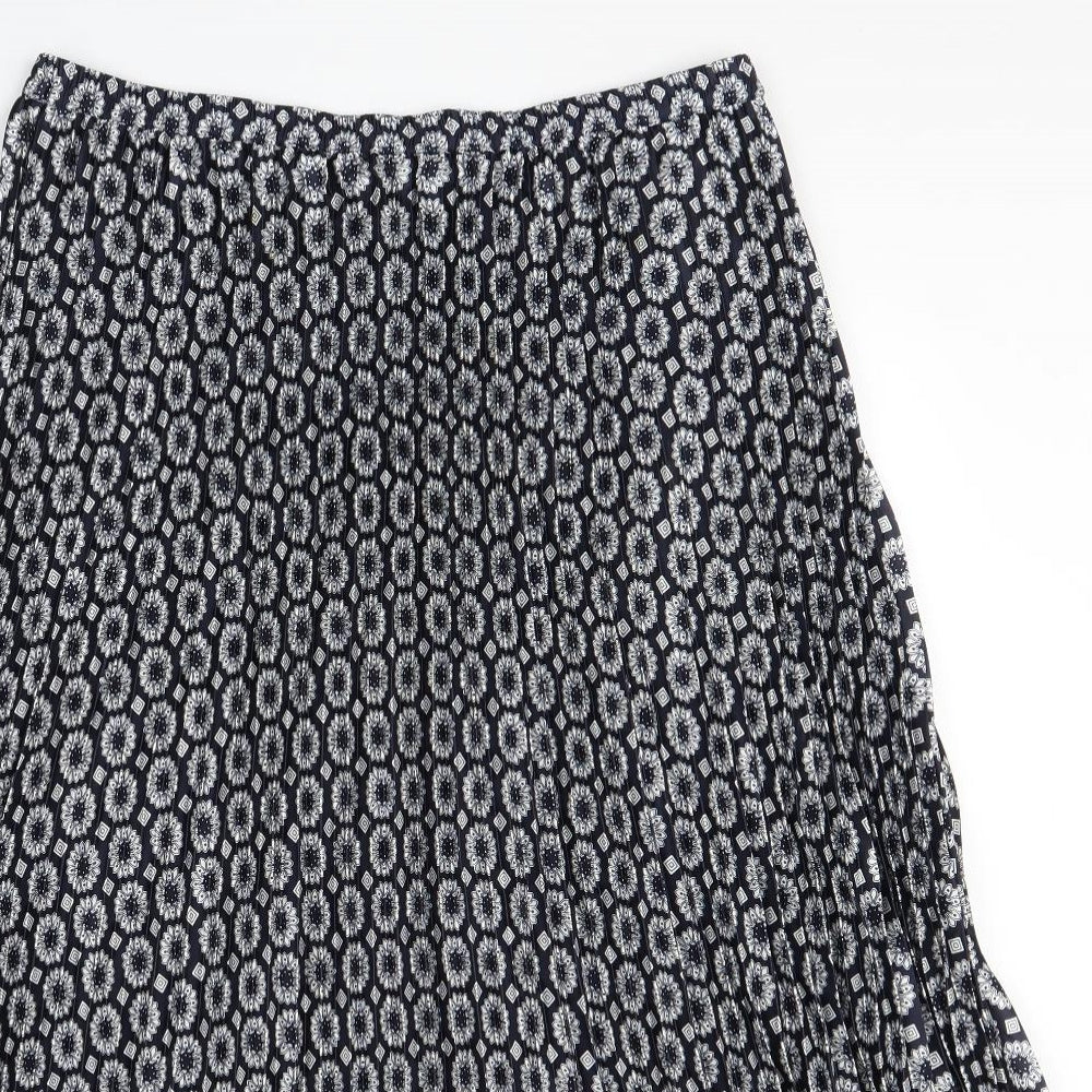 Kaleidoscope Womens Blue Floral  Pleated Skirt Size L
