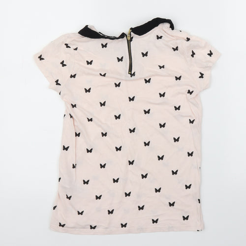 Bershka Womens Pink Animal Print  Basic T-Shirt Size S  - Butterflies