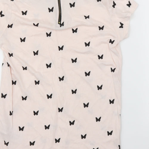 Bershka Womens Pink Animal Print  Basic T-Shirt Size S  - Butterflies