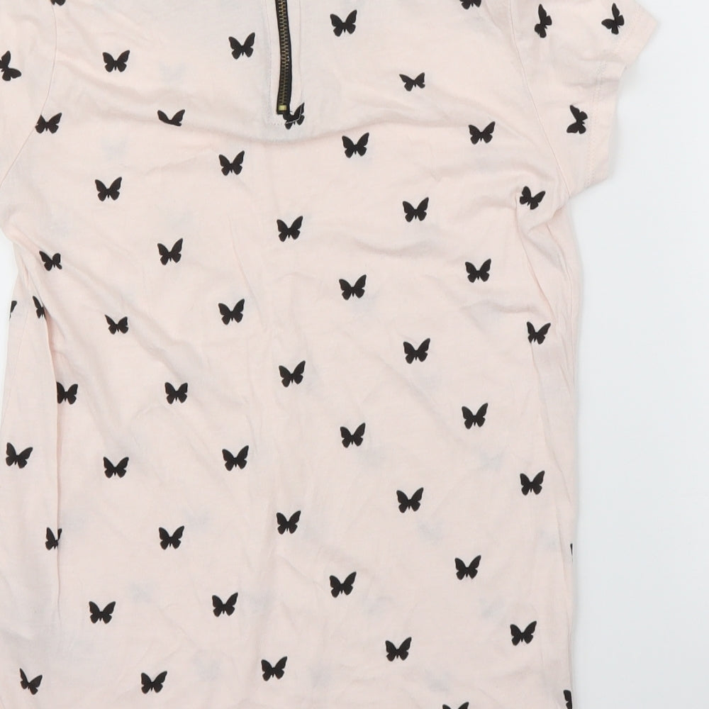 Bershka Womens Pink Animal Print  Basic T-Shirt Size S  - Butterflies