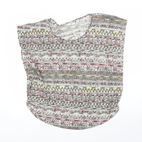 New Look Womens Grey Geometric  Basic Blouse Size 12
