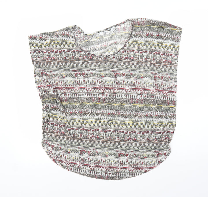 New Look Womens Grey Geometric  Basic Blouse Size 12