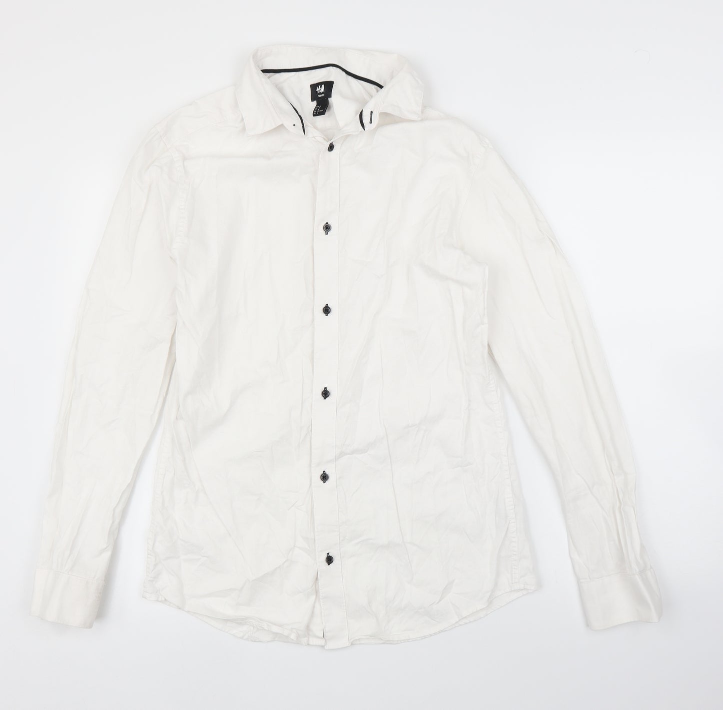 H&M Mens White    Button-Up Size M
