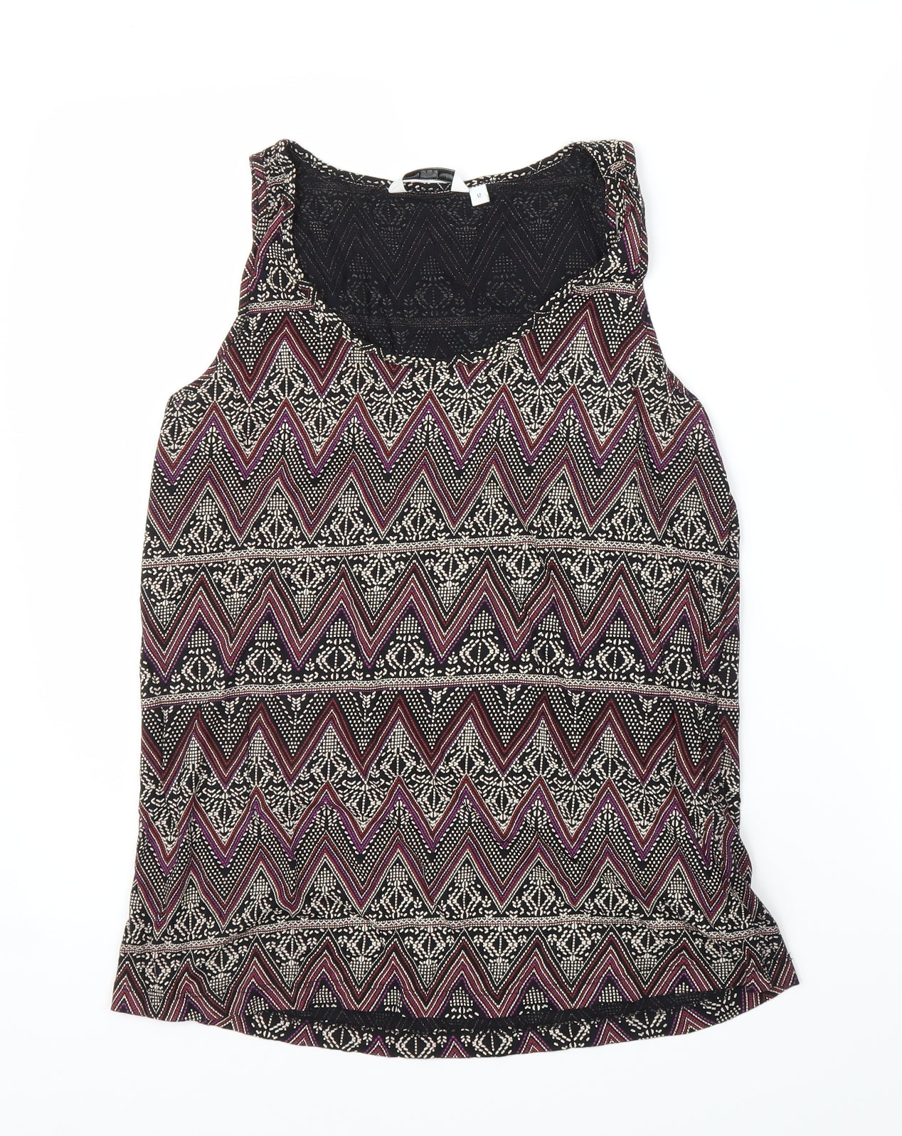 New Look Womens Purple Geometric  Basic Tank Size 12