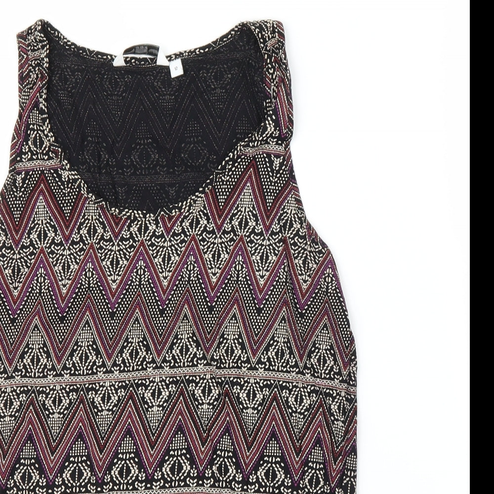 New Look Womens Purple Geometric  Basic Tank Size 12