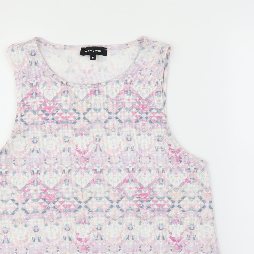 New Look Womens Purple Geometric  Basic Tank Size 12