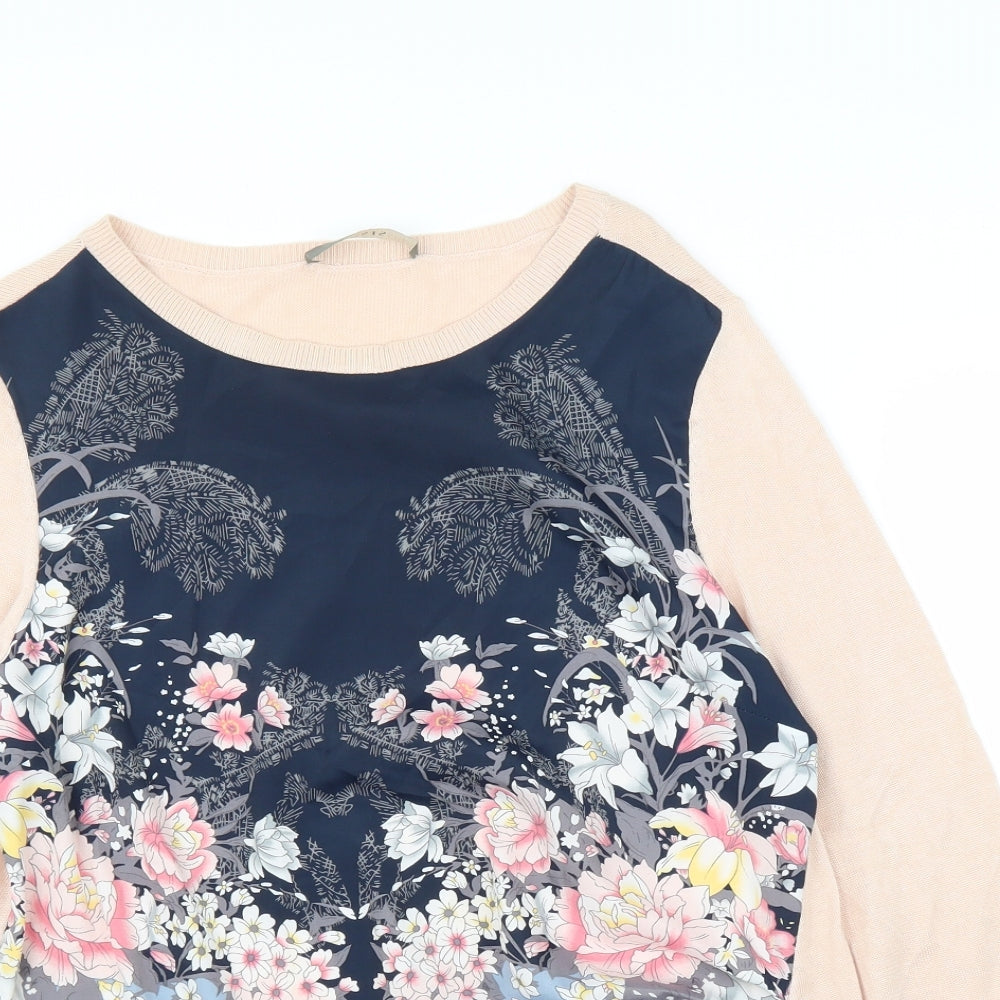 Oasis Womens Pink Floral  Pullover Jumper Size M