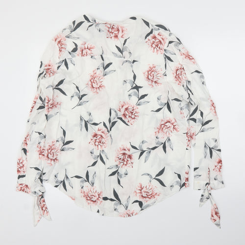 New Look Womens White Floral  Basic Blouse Size 14