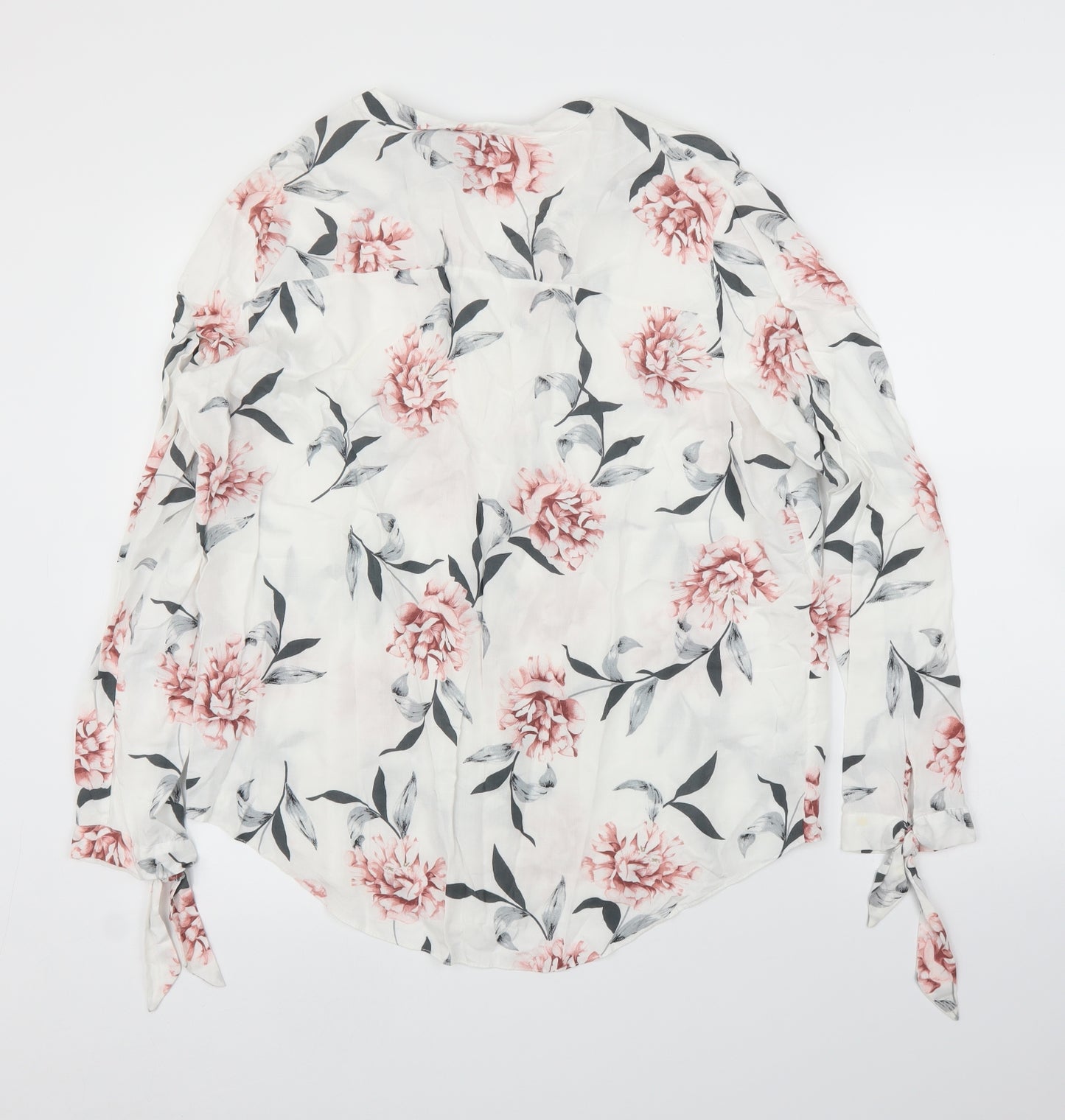 New Look Womens White Floral  Basic Blouse Size 14