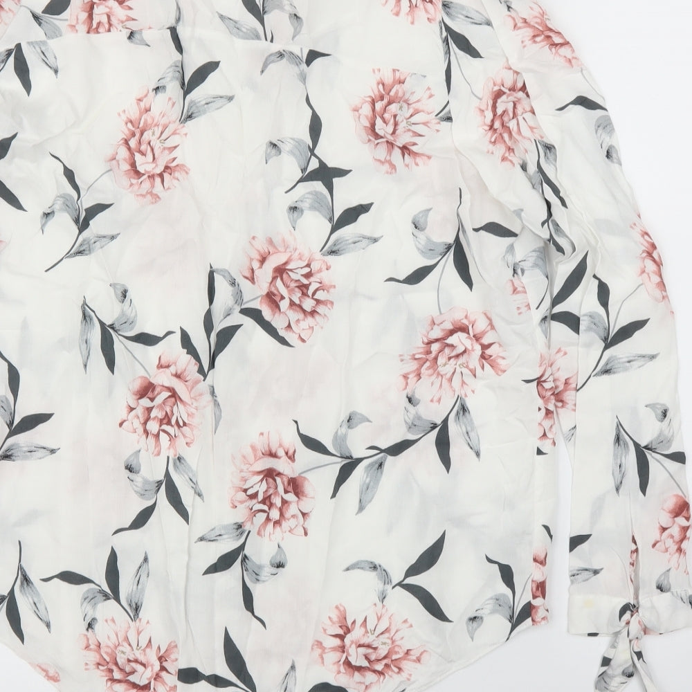 New Look Womens White Floral  Basic Blouse Size 14
