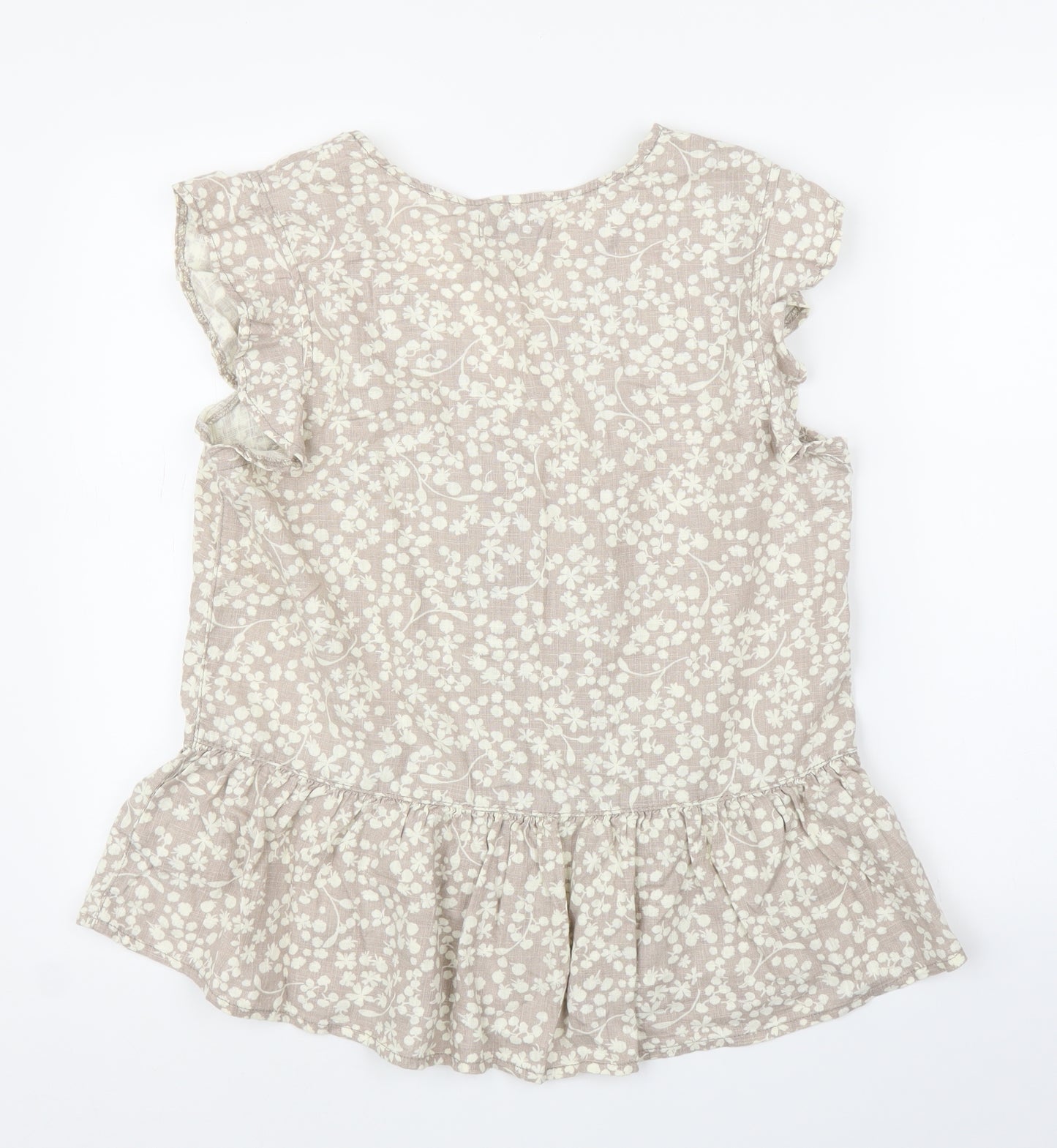 NEXT Womens Beige Floral  Basic Button-Up Size 14