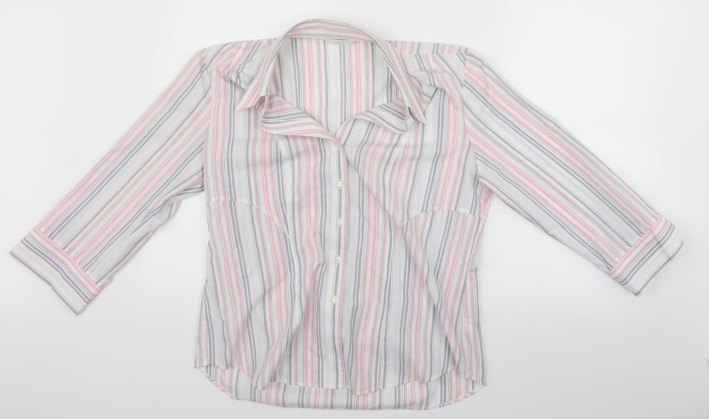 Marks and Spencer Womens Pink Striped  Basic Button-Up Size 16