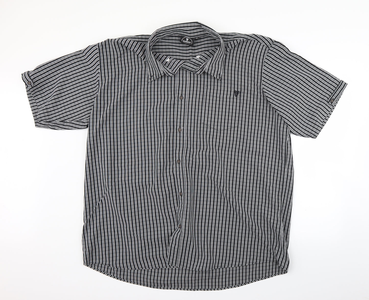 Guiness Mens Black Striped   Button-Up Size 3XL