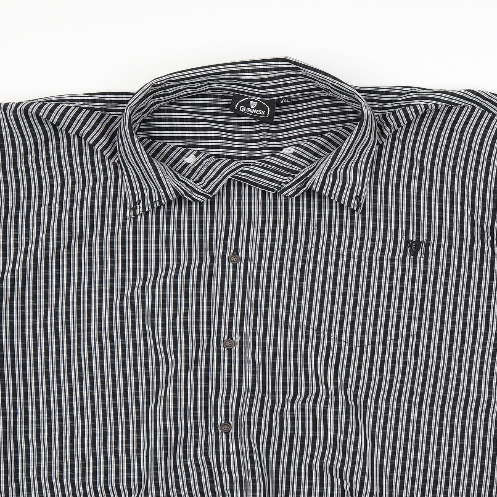 Guiness Mens Black Striped   Button-Up Size 3XL
