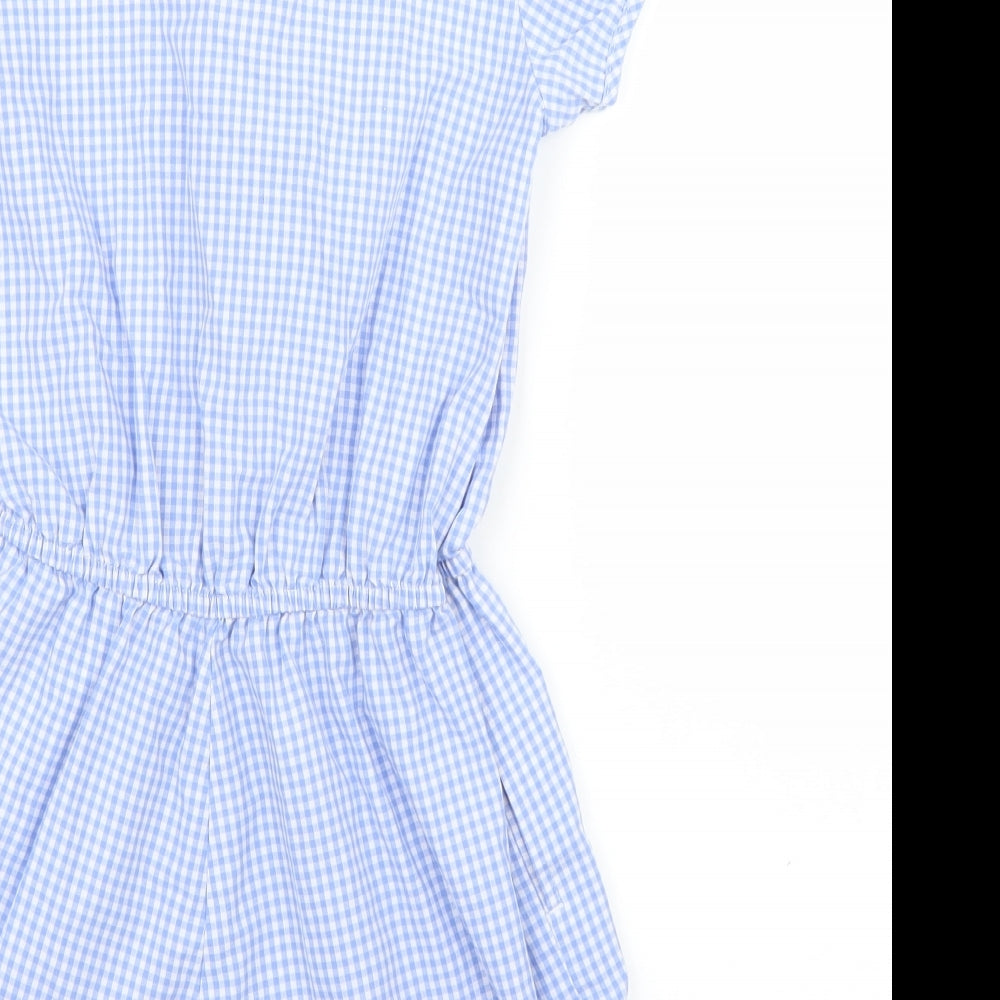 NEXT Girls Blue Check  Playsuit One-Piece Size 10 Years