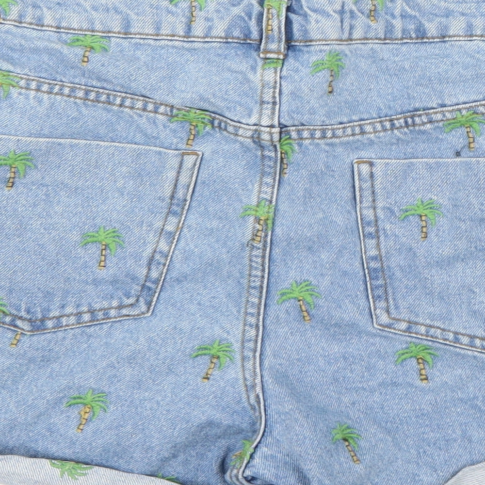 Primark Mens Blue  Denim Chino Shorts  - palm trees