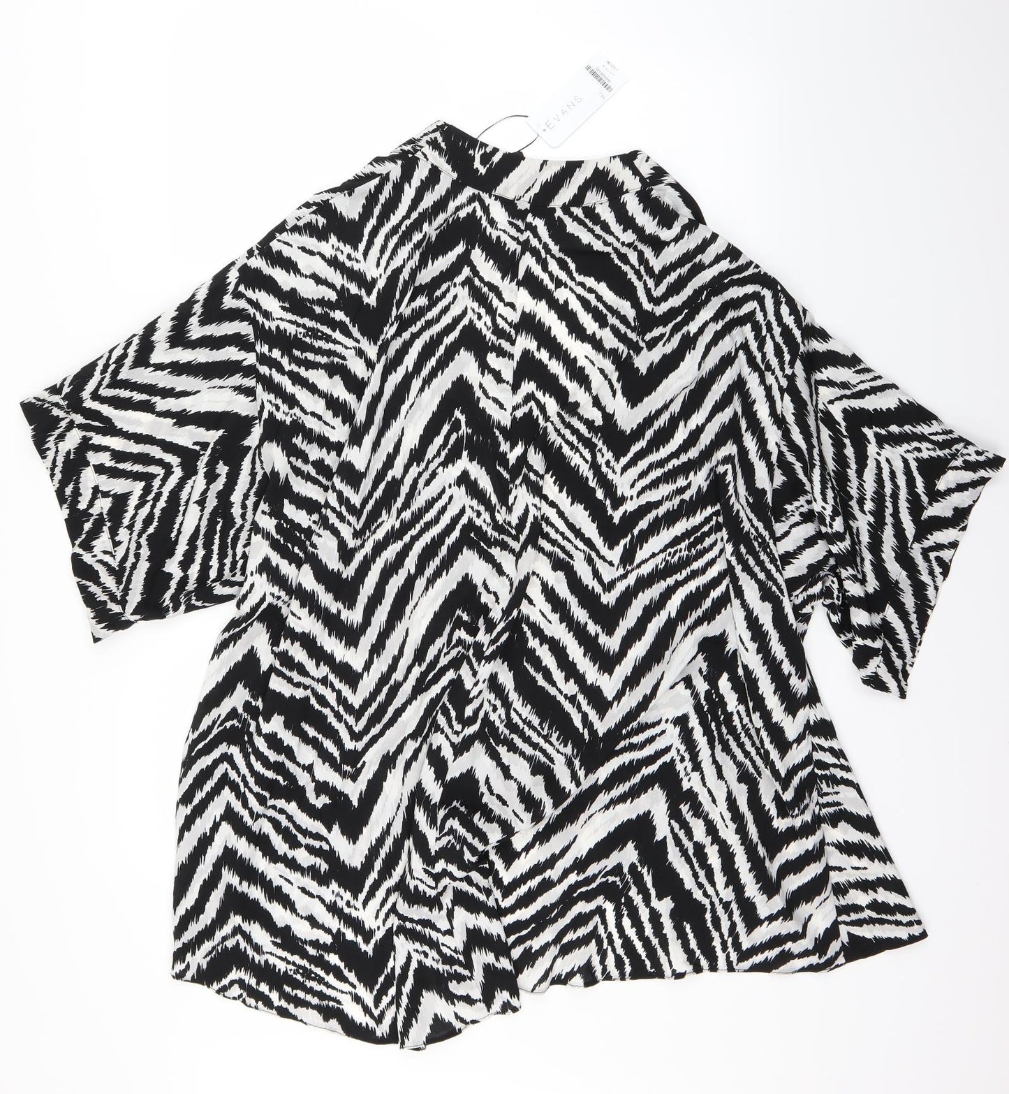 Evans Womens Black Animal Print  Kimono Blouse Size 18