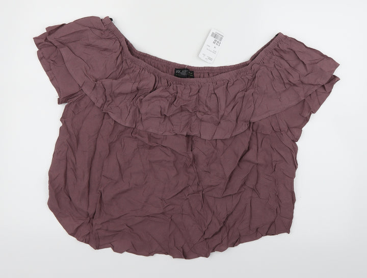 FOREVER 21 Womens Purple Cropped Blouse Size XL