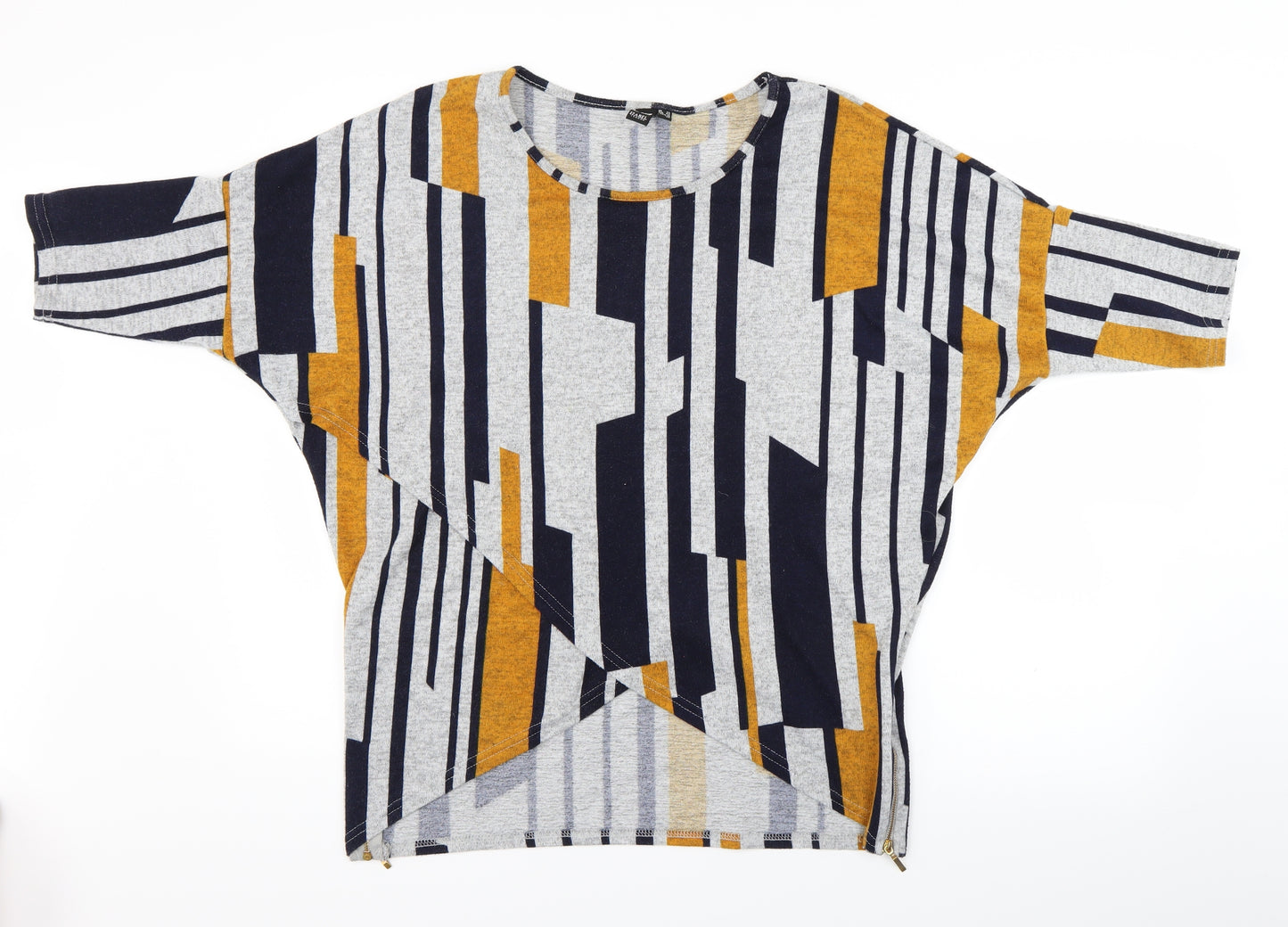 izabel london Womens Multicoloured Geometric  Basic T-Shirt Size 14