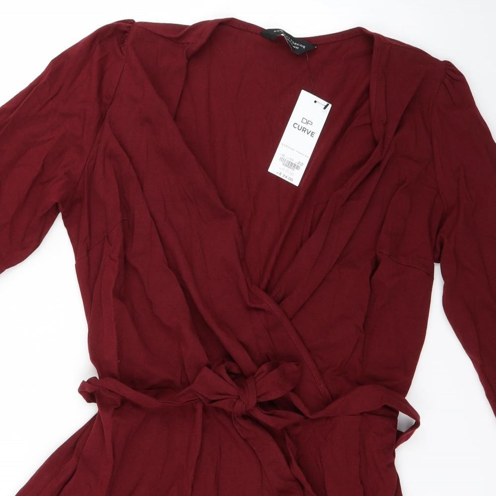 Dorothy Perkins Womens Red   Wrap Dress  Size 20