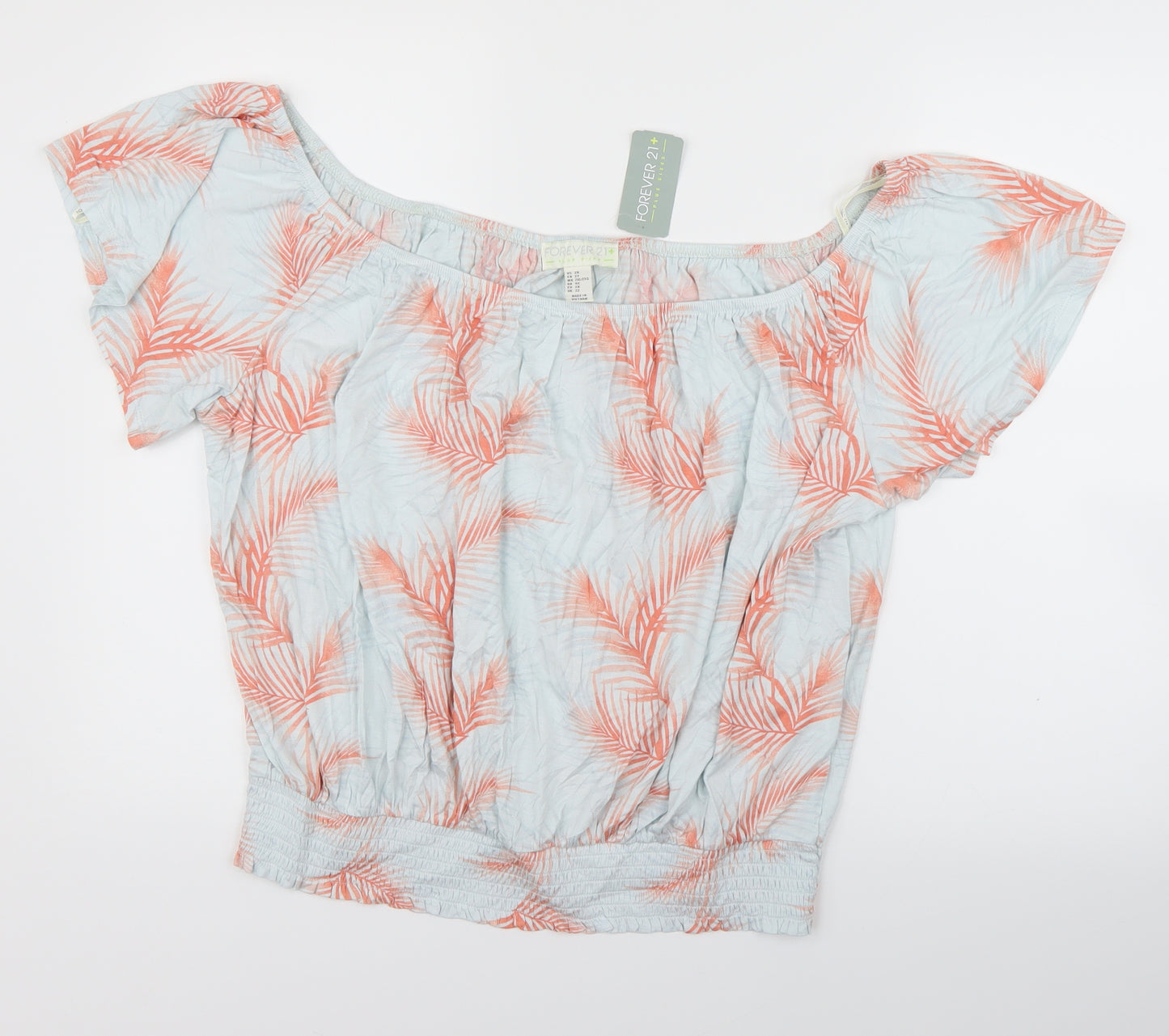 FOREVER 21 Womens Blue Floral Rayon Basic Blouse Size 22