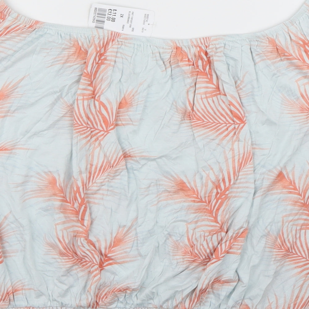 FOREVER 21 Womens Blue Floral Rayon Basic Blouse Size 22