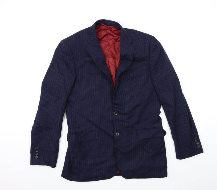 Savoy Taylors Guild Mens Blue Striped  Jacket Suit Jacket Size 38