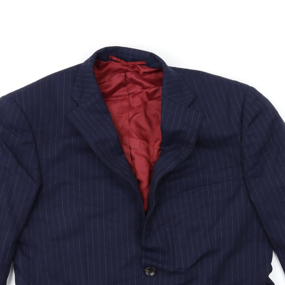 Savoy Taylors Guild Mens Blue Striped  Jacket Suit Jacket Size 38