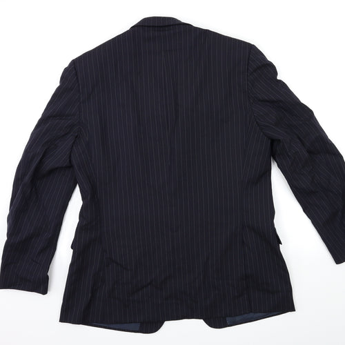 Preworn Mens Blue Striped  Jacket Suit Jacket Size 38