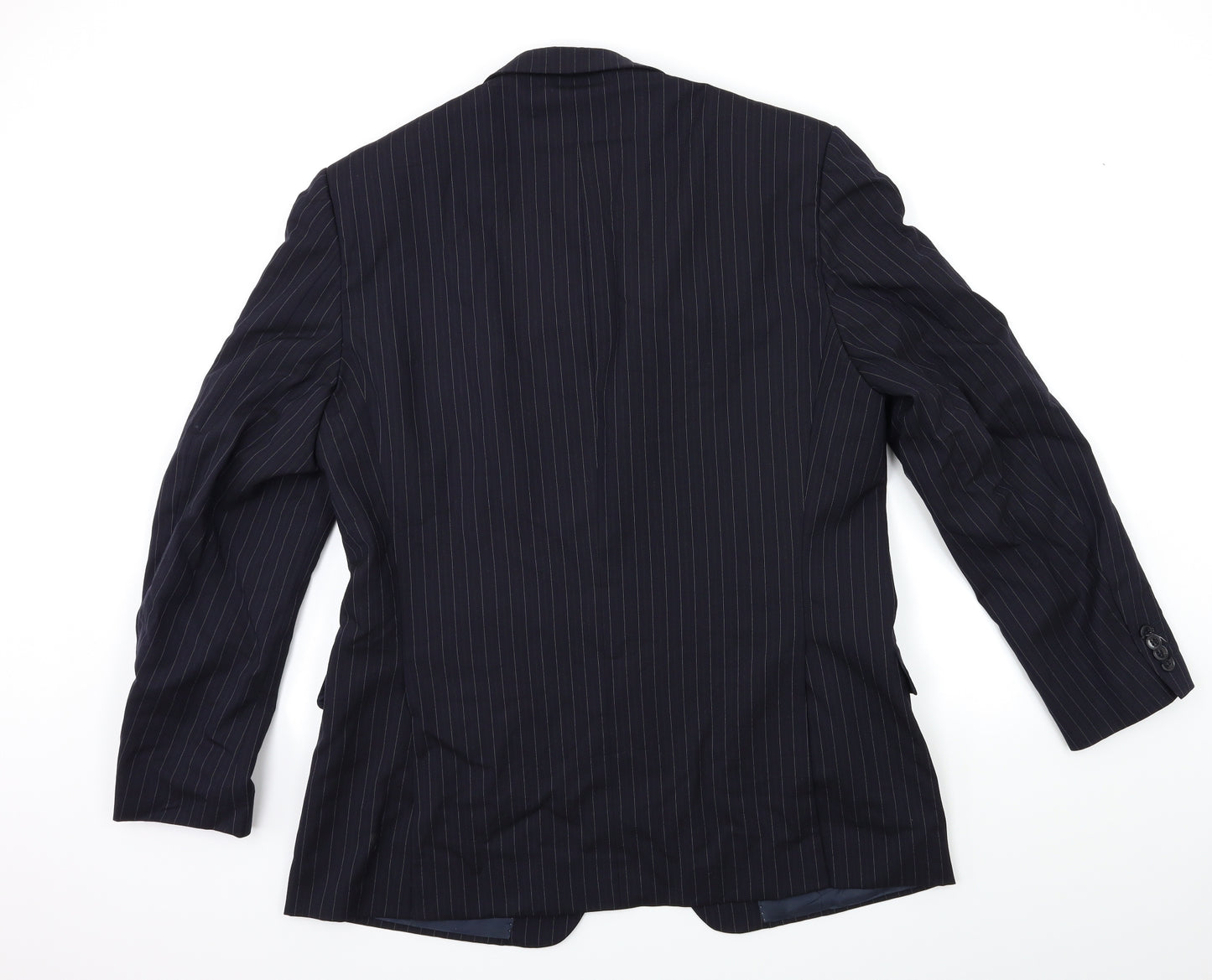 Preworn Mens Blue Striped  Jacket Suit Jacket Size 38