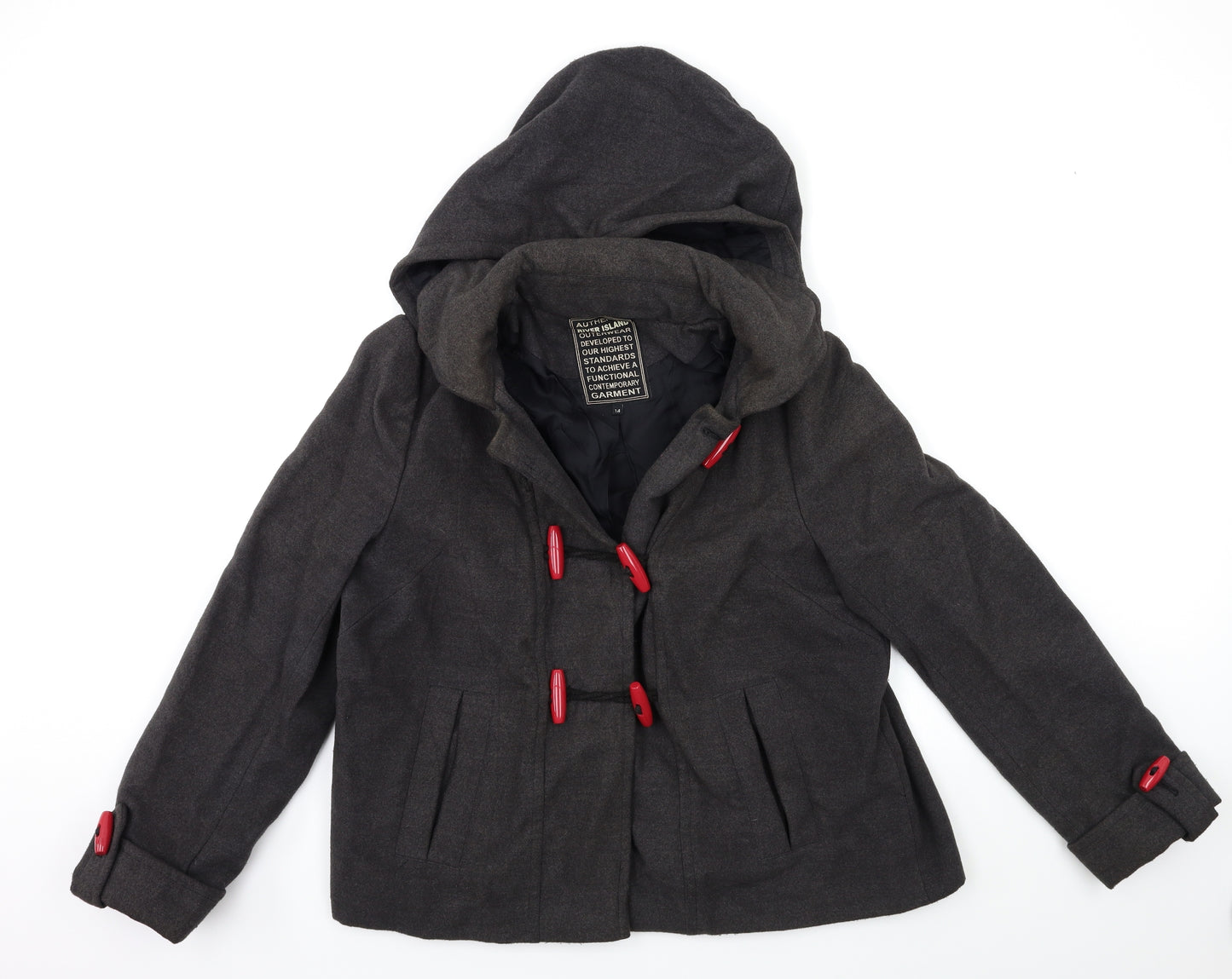 River Island Womens Grey   Pea Coat Coat Size 14