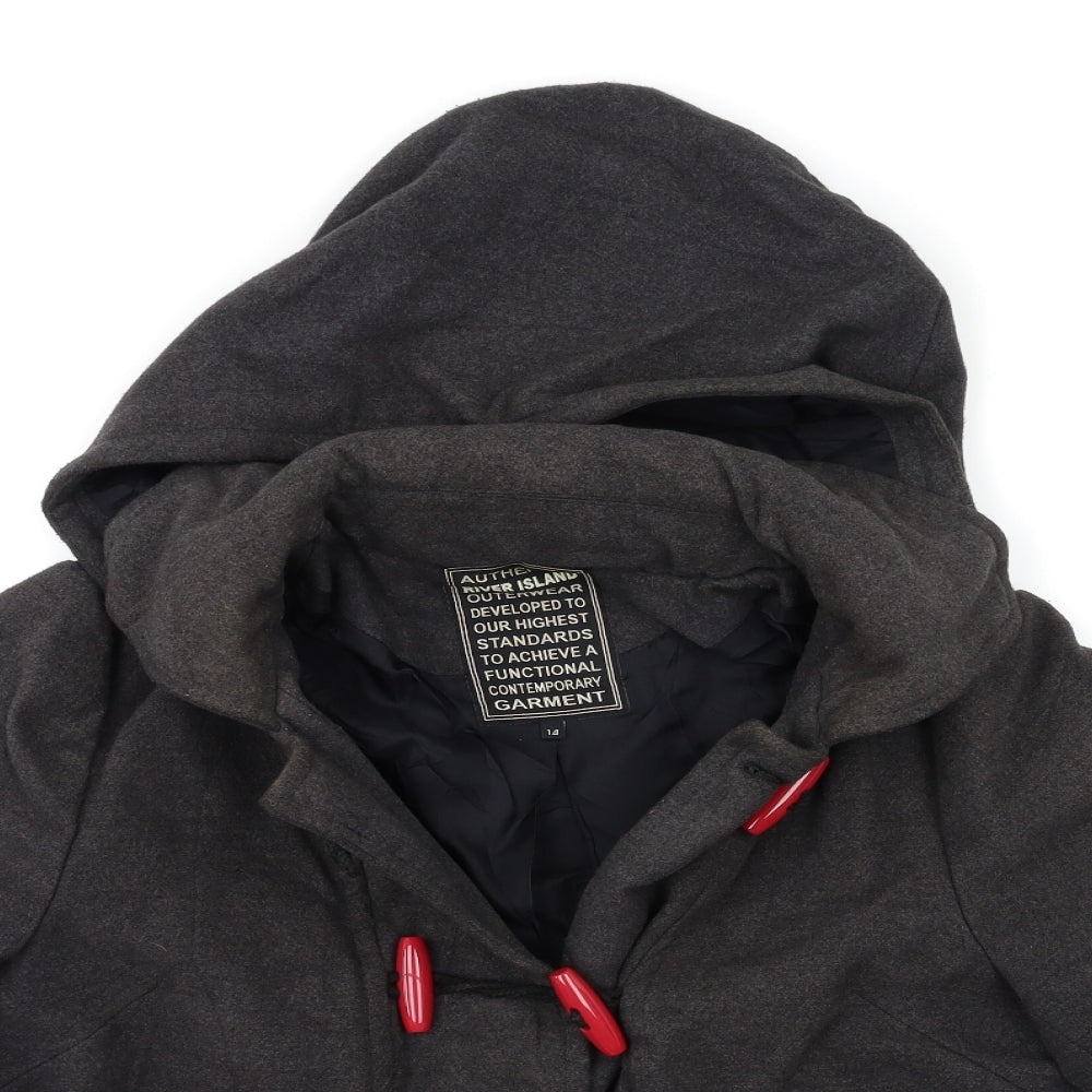 River Island Womens Grey   Pea Coat Coat Size 14