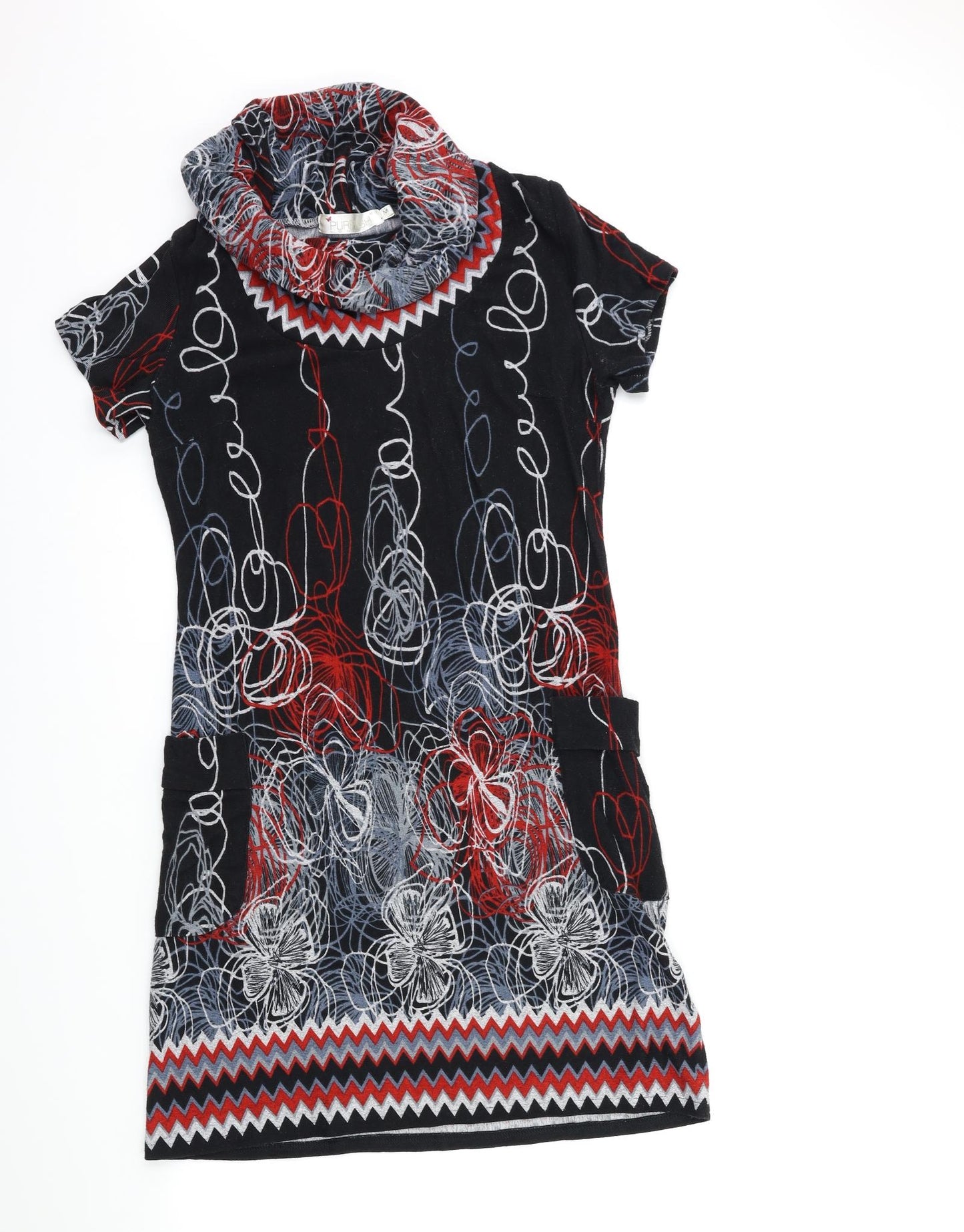 PUREPLUS Womens Black Floral  Jumper Dress  Size M