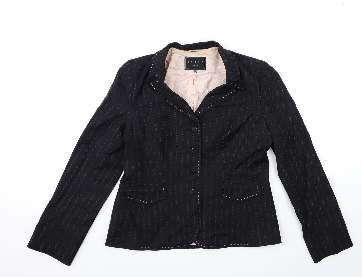 Coast Womens Black Striped  Jacket  Size 14