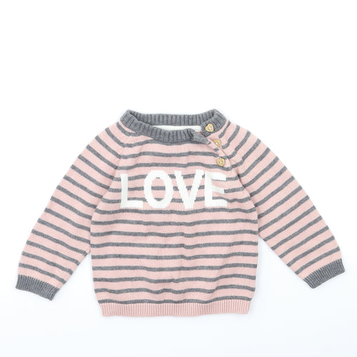 H&M Baby Pink Striped  Pullover Jumper Size 6-9 Months