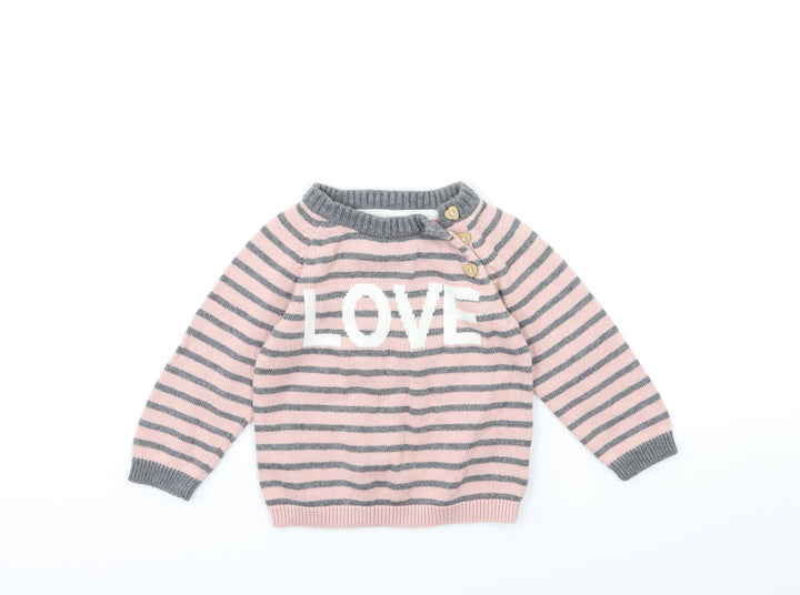 H&M Baby Pink Striped  Pullover Jumper Size 6-9 Months