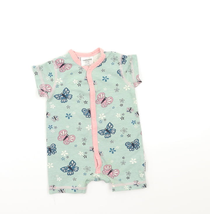 MAXMORRD Baby Green Floral Babygrow One-Piece Size 0-3 Months